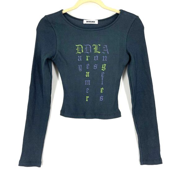 Daydreamer Daydreamer Los Angeles Waffle Knit Thermal Crop Top Gray NWOT XS - Picture 6 of 6